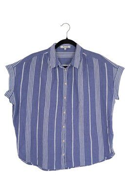 Madewell Blue & White Striped Button-Down Blouse Size Medium 100% Cotton